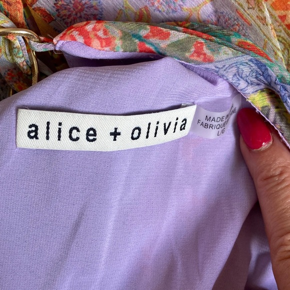 Alice + Olivia Alycia Printed Pleated Chiffon Top Halter Multicolor - Picture 12 of 13